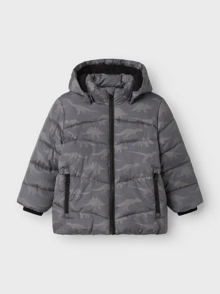 name it wattierte Jacke mit Dinoprint grau (nmmmosan)